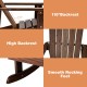 Close-up of the Outdoor Wooden Kid Adirondack Rocking Chair showing the high backrest and smooth rocking feet for.