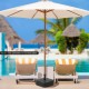 Black patio fillable umbrella base designed for 1.5-inch poles, ideal for poolside stability and easy transport.