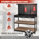 48-inch black workbench with pegboard, two drawers, and sturdy metal frame for garage or workshop organization.