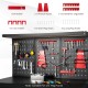 Workbench with pegboard and 25 accessories, featuring a sturdy metal frame and two practical drawers for organized tool.