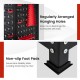 Pegboard with regularly arranged hanging holes and non-slip foot pads on a 48-inch workbench for stable tool.