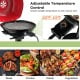 Portable electric BBQ grill in black and red with adjustable temperature control for outdoor cooking and gatherings.