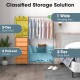 Free standing closet organizer in gray with 3-tier shelves, 6 pull-out drawers, and a 2-tier shoe rack for versatile.