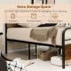 Twin size bed frame with industrial headboard, featuring 12" under-bed clearance for storage and easy cleaning.