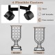 Wine rack with detachable lockable wheels, holding 14 bottles, featuring a rust-proof metal structure for stability.