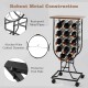 14-bottle wine rack with a rust-proof metal structure and detachable wheels, ideal for stylish storage and easy.