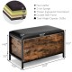 Entryway flip top ottoman stool with padded seat, durable wood and steel frame, and ample storage space for sundries.