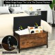 Entryway flip top ottoman stool with padded seat, durable wood and steel frame, ideal for storage and shoe changing.