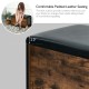 Entryway flip top ottoman stool with padded leather seat and durable wood frame, ideal for shoe changing and storage.