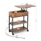 Dimensions of the lift top end table in rustic brown, showcasing its height and storage features for versatile use.
