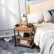 Rustic brown lift top end table with a charging station, featuring a hidden storage compartment and stylish design for.