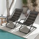 Two gray PE wicker rocking chairs with metal frames, perfect for outdoor relaxation by the poolside or patio.