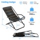 Gray PE wicker rocking chair with metal frame, foldable design, ergonomic armrests, ideal for outdoor relaxation.