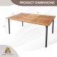 Acacia wood dining table with metal legs, featuring an umbrella hole, ideal for outdoor dining and gatherings.