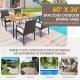 Spacious 60" x 36" acacia wood dining table with metal legs, designed for 6 persons, perfect for outdoor and indoor.