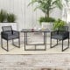 3-piece outdoor dining set featuring gray cushions, hand-woven PE rattan, and a spacious tempered glass table for.
