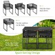 Folding chairs and glass table from the 3 Pieces Outdoor Dining Set with gray cushions, perfect for backyard dining.