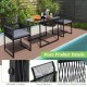 3-piece outdoor dining set featuring gray cushions, hand-woven black PE rattan, and a spacious tempered glass table for.