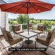 Outdoor umbrella base with wheels and handles, made of durable resin, suitable for 38/48 mm umbrella poles.