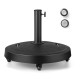 Outdoor umbrella base with wheels, 51LBS, 20.5 inches, made of durable resin, suitable for 38/48 mm umbrella poles.