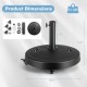 Outdoor umbrella base with wheels, 20.5-inch diameter, 51 lbs, made of durable resin, ideal for patios and gardens.