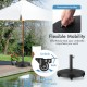 Outdoor umbrella base with wheels, 20.5 inches, made of durable resin, featuring retractable handles for easy mobility.