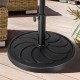 Round 40LBS outdoor umbrella base with a flower-shaped pattern, made of durable resin, suitable for patio umbrellas.