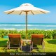 Round 40LBS umbrella base made of high-strength resin, featuring a rustproof metal pole, ideal for patio use.