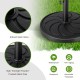 Round 40LBS outdoor umbrella base with robust resin, powder-coated metal pole, and elegant flower pattern for patio use.