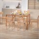 Acacia wood dining table with umbrella hole, 67" x 31.5", designed for six people, perfect for patio gatherings.
