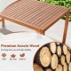 67-inch acacia wood dining table with umbrella hole, featuring a smooth surface and sturdy design for outdoor.