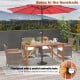 67-inch acacia wood dining table with umbrella hole, designed for six, perfect for outdoor gatherings.