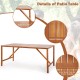 67-inch acacia wood patio dining table with slatted tabletop and umbrella hole, designed for stability and elegance.