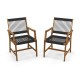 Set of 2 patio dining chairs with acacia wood frame and hand-woven ropes, ideal for lawn or backyard seating.
