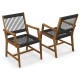 Set of 2 patio dining chairs with acacia wood frame and hand-woven ropes, ideal for outdoor or indoor seating.