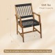 Acacia wood dining chair with armrests, hand-woven ropes, 360 lbs capacity, ideal for patio or garden seating.