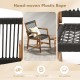 Hand-woven plastic rope dining chair with acacia wood frame, designed for comfort and breathability, perfect for.