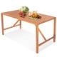 Rectangular 55-inch acacia wood dining table with umbrella hole, perfect for 4-6 people, ideal for outdoor dining.
