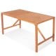 Rectangular 55-inch acacia wood dining table with slatted top and umbrella hole, ideal for indoor and outdoor use.
