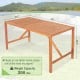 Rectangular 55-inch acacia wood dining table with umbrella hole, sturdy design for 4-6 people, ideal for outdoor use.