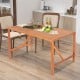 Rectangular 55-inch acacia wood dining table with slatted top and umbrella hole, perfect for indoor or outdoor use.