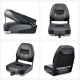 Folding low back fishing boat seat set in black with ergonomic design, padded seat, and durable PVC for outdoor use.