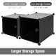 Black 16-cube storage organizer with 16 doors and 2 hanging rods, ideal for clothes and accessories in any room.