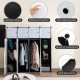 16-cube storage organizer in black with waterproof surface, solid steel frame, and modular design for versatile storage.