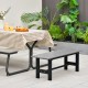 Gray 47-inch outdoor bench with slatted seat and plastic-coated iron frame, perfect for patio or garden seating.