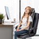 Massage chair pad in black with remote control, featuring heat and vibration for targeted back relief, ideal for office.