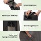Detachable neck pillow and removable back flap of the black massage chair pad with heat and vibration features.