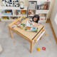 Kids multi-activity play table with storage, featuring a reversible top and large workspace for building blocks and.
