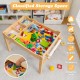 Kids multi-activity play table with storage, featuring a large double-sided desktop for blocks and drawing activities.