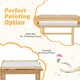 Kids multi-activity play table with natural wood finish, featuring a paper roll and storage for creative activities.